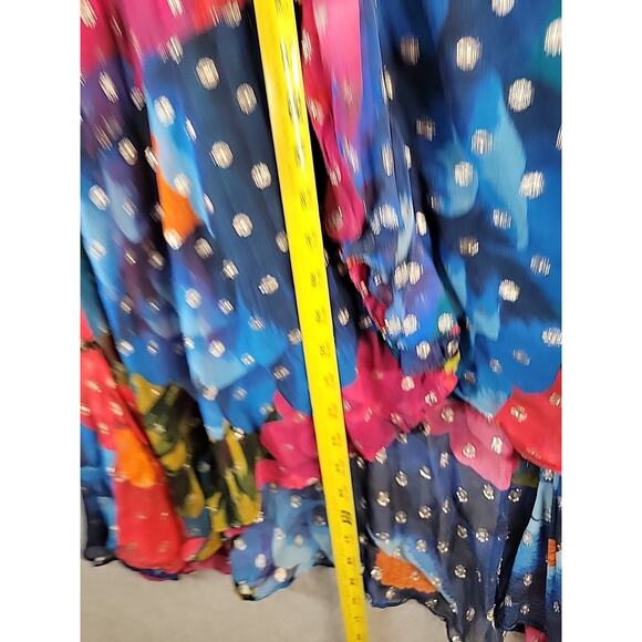 FARM RIO Anthropologie Maxi Bloom Mini Dress Metallic Embroidered‎ Size XS NWT - Picture 6 of 16